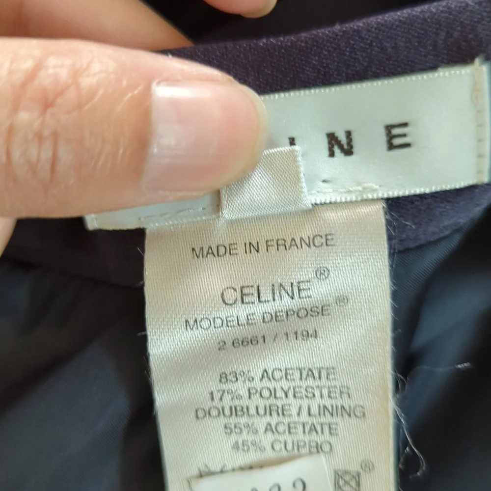 Celine Saint Waist Tie Open Back A Line Satin Dress Dark Gray Purple 40/8 classy - Picture 11 of 12